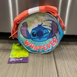 Disney Stitch Crossbody Bag Purse Zipper Round Blue Kids Girls 5.5" Small