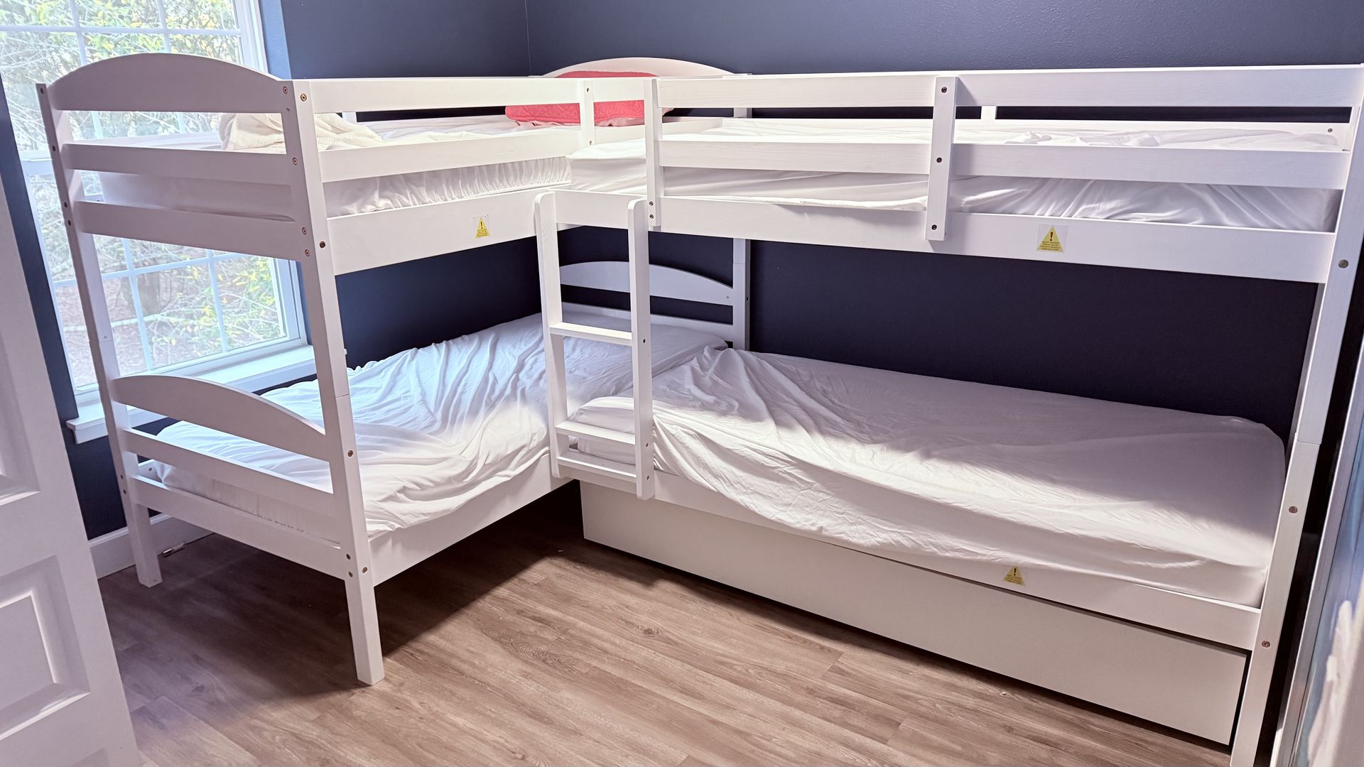 3 pieces T/T Double Corner Bunk Bed White