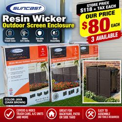 Aquí tienes el anuncio profesional en inglés, listo para copiar y publicar en Facebook Marketplace.  Suncast Resin Wicker Outdoor Screen Enclosure – $
