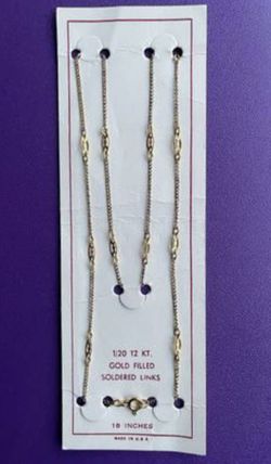 Gold 12K Necklace Gold Filled Link Chain 18” Long w/Filigree Links