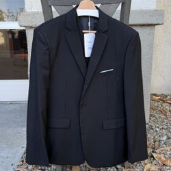 MOGU Men’s Black Suit Blazer & Vest Set – Size 42