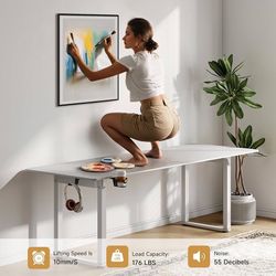 Standing Desk, 71x32 Inches Rectangle Stand Up Desk with 4 Legs, Dual Motor and Memory Controller, Adjustable Height from 28-46 Inches for Home and Co