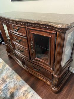 Furniture Creations Credenza Wood with Marble Top