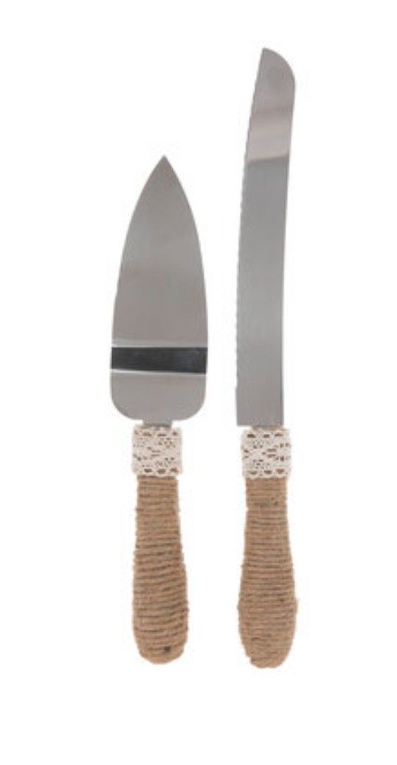 Jute & Lace Cake Server And Knife