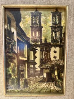 Vintage Original Watercolor – Santa Prisca, Taxco Mexico