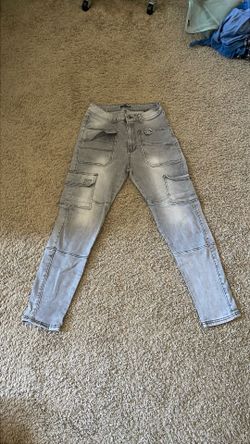 Grey Cargo Jean Pants