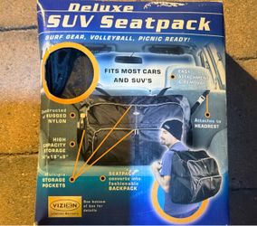 NEW Deluxe SUV Car Back Seat pack Trunk Organizer transform into backpack convertible  attach to headrest 30" x 18" x 8"  Dimensions: Measures approxi