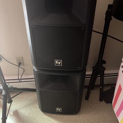 Pair Of Ev Speakers With Pole Stand 