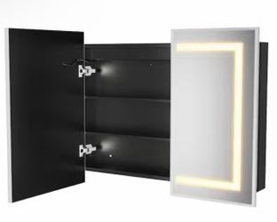 HOMEIBRO 36"x30" LED Lighted Medicine Cabinet Mirror Silver – NEW SEALED