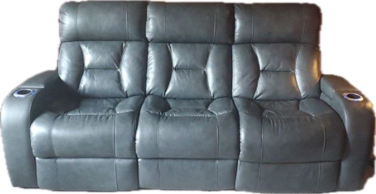 Sofa & Loveseat - Dark Gray Leather- Power Reclining (Very Nice)