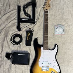 Fender Squire Stratocaster Guitar With Amp And Accessories 