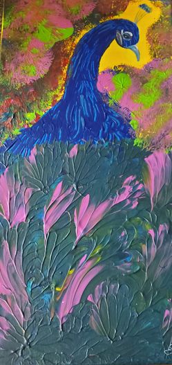  Original Acrylic Peacock Abstract.