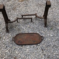 Antique Log Holders And Pan To Cook With