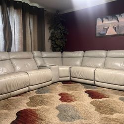 6 Piece Leather Sectional Couch Power Recliner 