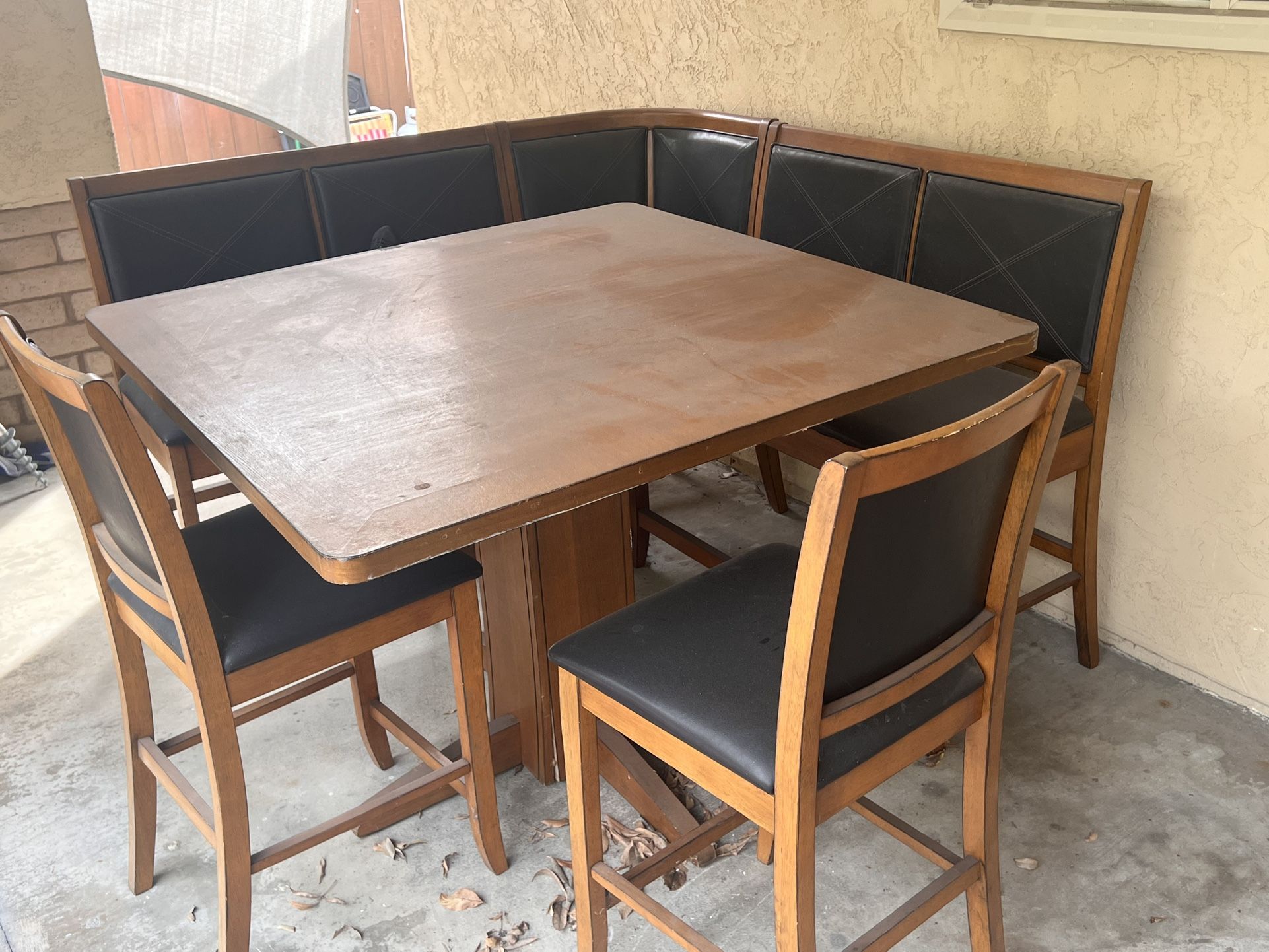 Outdoor Table, Two Chairs, And Bench.