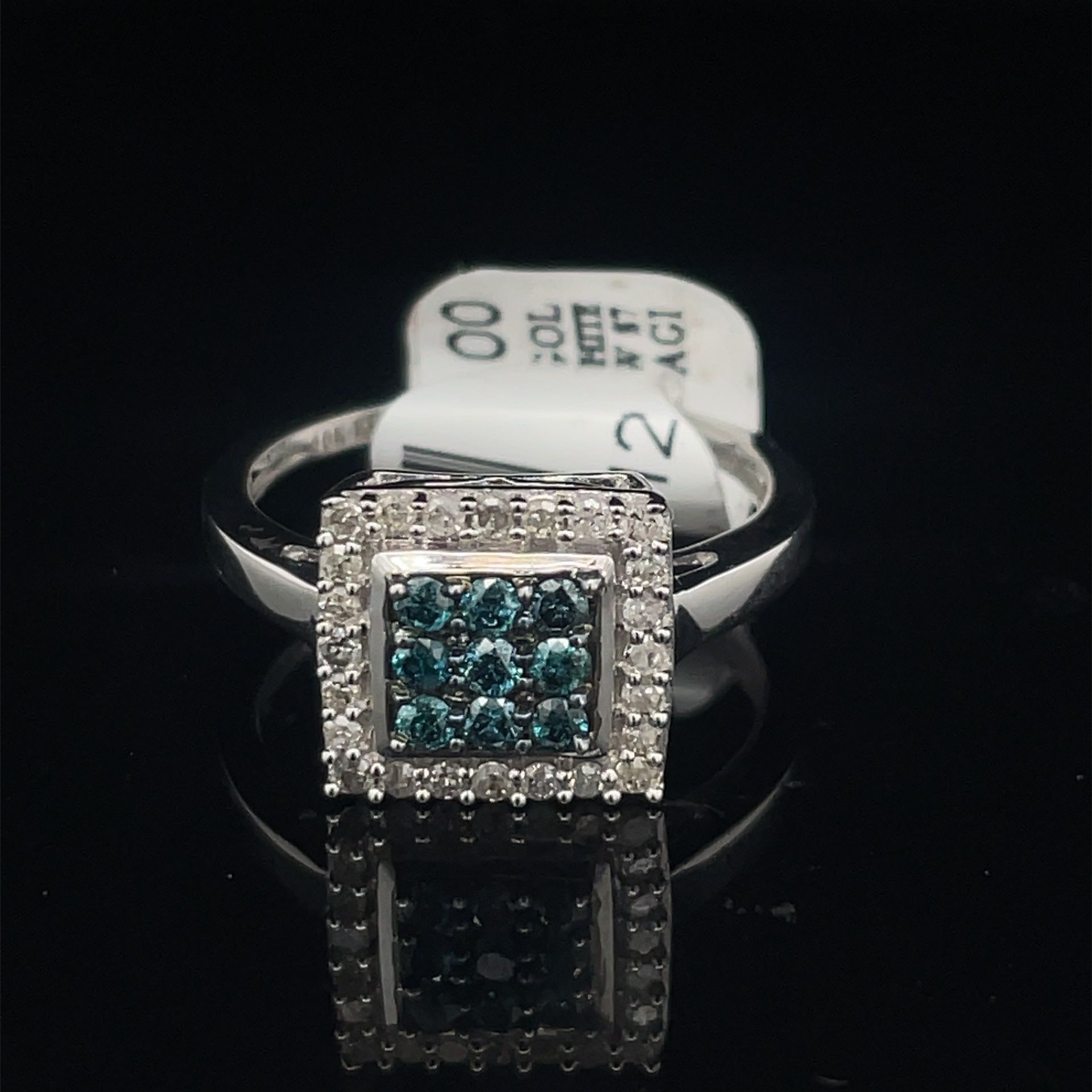 10KT White Gold Blue Diamond Ring 3.26g .5CTW Size 7 153814/12