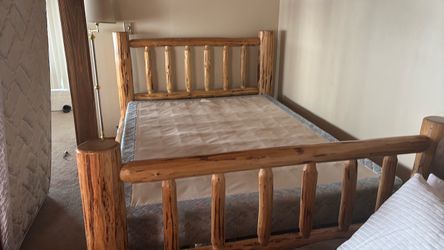 Log queen bed