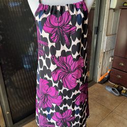 PreOwned Manuhealii Dress Black/Purple Hawaiian Floral Women's Small
