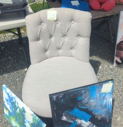 Beige upholstered chair