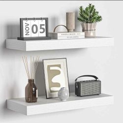 NEW Floating Shelves - 16x6.7 Inch Rustic White Wall Shelf - Wall Mounted Shelves (packs of 2)