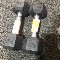 Rubber Dumbbells Pair Of 12lbs