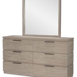 Culverbach  Nightstand, 6 Drawer Dresser and Mirror, Gray