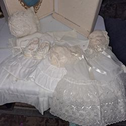 1965 vintage baby baptism dress set