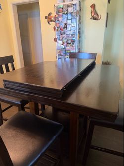 ASHLEY FURNITURE  Dark Wood Counter Height Dining Table with Chairs