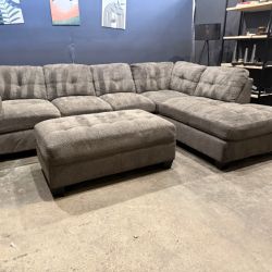 Like New Tufted Sectional Sofa with Storage Ottoman - Delivery Available!