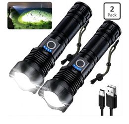 Flashlights, rechargeable, 90,000 high lumens, 2 pack, NEW, (MILAOSHU)