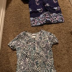 2 Scrub Shirts Size Extra Small And Small 