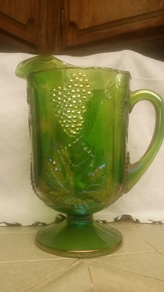 Green Collectible Carnival Glass Pitcher