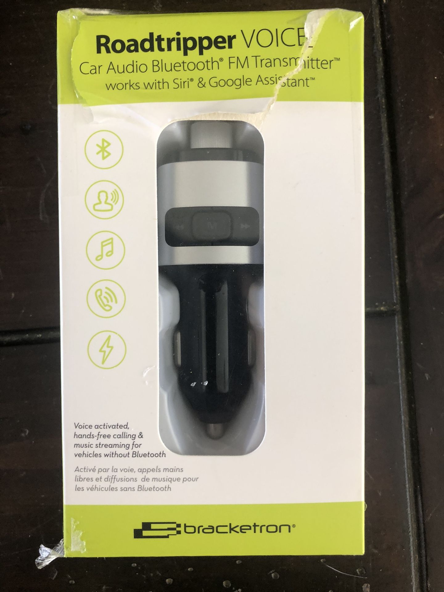 BRACKETRON ROADTRIPPER VOICE CAR AUDIO BLUETOOTH FM TRANSMITTER