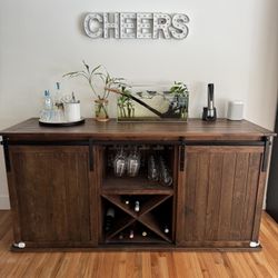 Wine Enthusiast Mesa Sliding Barn Door Credenza - Reclaimed Wood