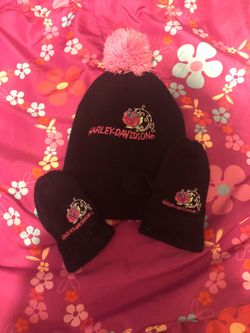 Harley Davidson beanie and gloves set