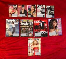 Lot of (10) Michael & Janet Jackson magazines. Years 1(contact info removed).