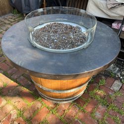 Wine Barrel Fire Pit With Propane Tank And Cover 