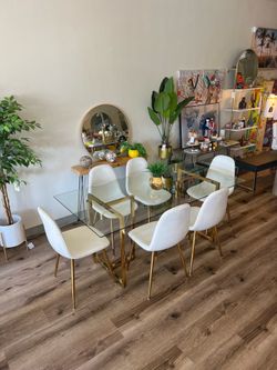Chic Dining Table Set with Velvet Chairs