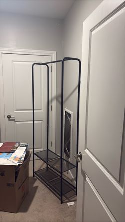 Black Metal Clothing Rack with Shoe Shelves