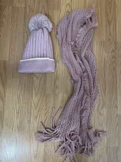 Beanie And Scarf Pink Set