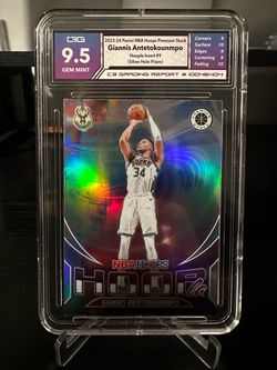 2023-24 Panini NBA Hoops Giannis Antetokounmpo Silver Holo Prizm C3 Grading 9.5