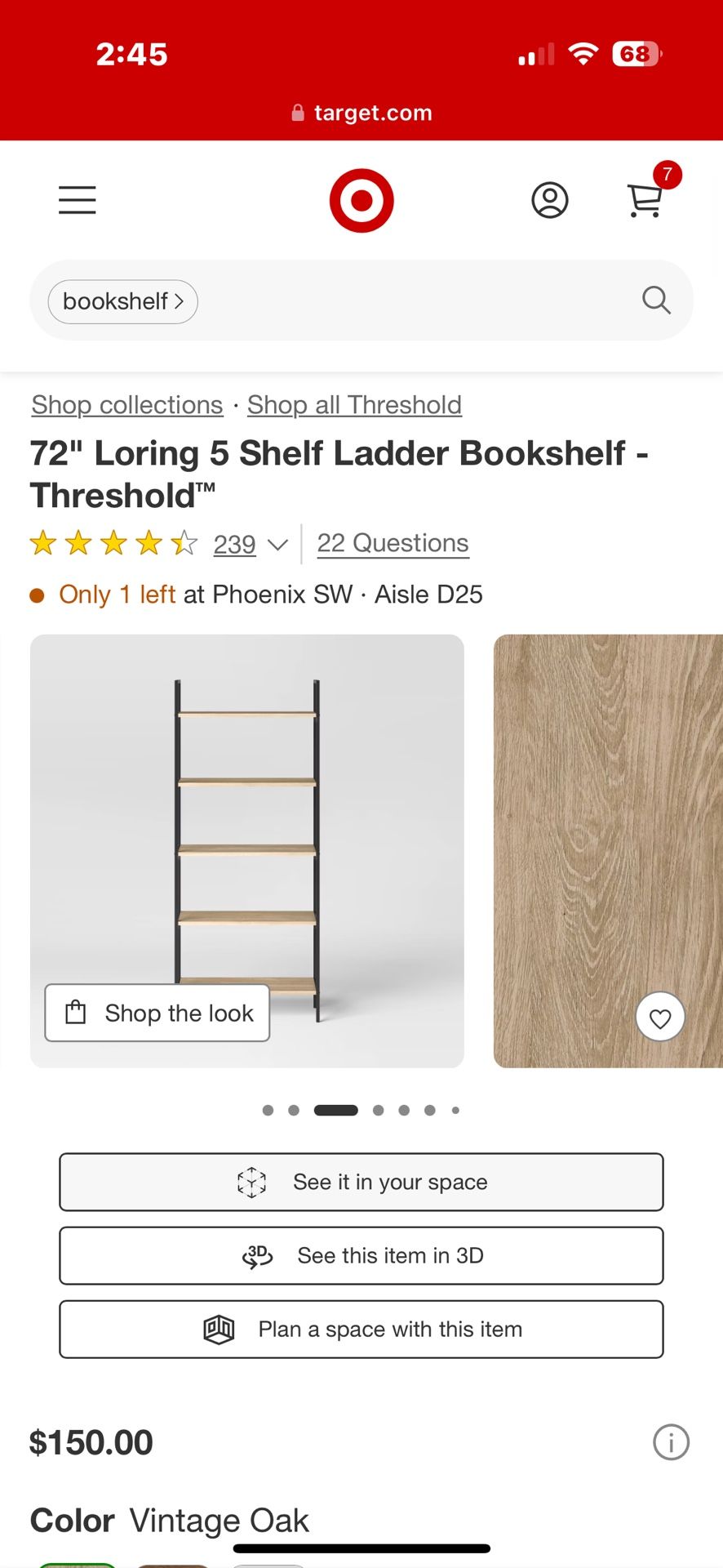 Two 72” Threshold Loring Bookshelf