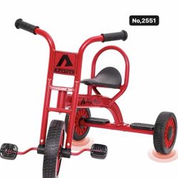 Preschool Kids Tricycles for 5-7 Year olds, Durable Pedal Trike for Boy Girl, Sturdy Metal Frame, Solid Rubber Tires, Red / Yellow