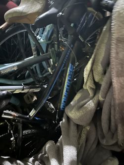 Blue Beach Cruiser And Black Mountain Bike