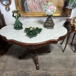 Victorian Carved Marble Top Table 