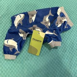 Fitwarm Shark Dog Pajamas, Dog Clothes for Small Dogs. Velvet, Royal Blue, Sz XS