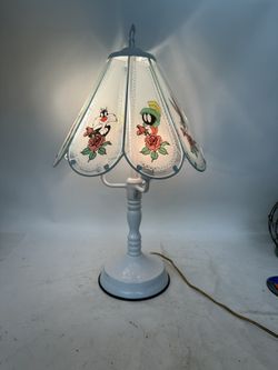 RARE Tiffany Looney Tunes Touch Lamp. TAZ, Tweety, Bugs Bunny, Etc. c. 1997