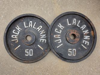 Vintage Jack LaLanne 50lb Olympic Weight Plate Pair