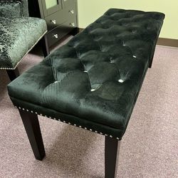 Black Tufted Ottoman Bench 