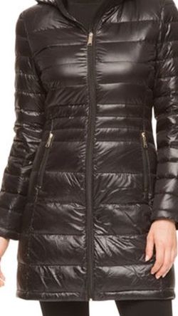 Andrew Marc FEATHERWEIGHT LONG PACKABLE DOWN HOODED WOMEN'S JACKET large size in BLACK for sale at Amazon for $50